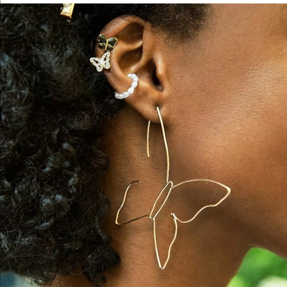 New Big Butterfly Crystal Earrings Dangle Drop - Picture 3 of 6